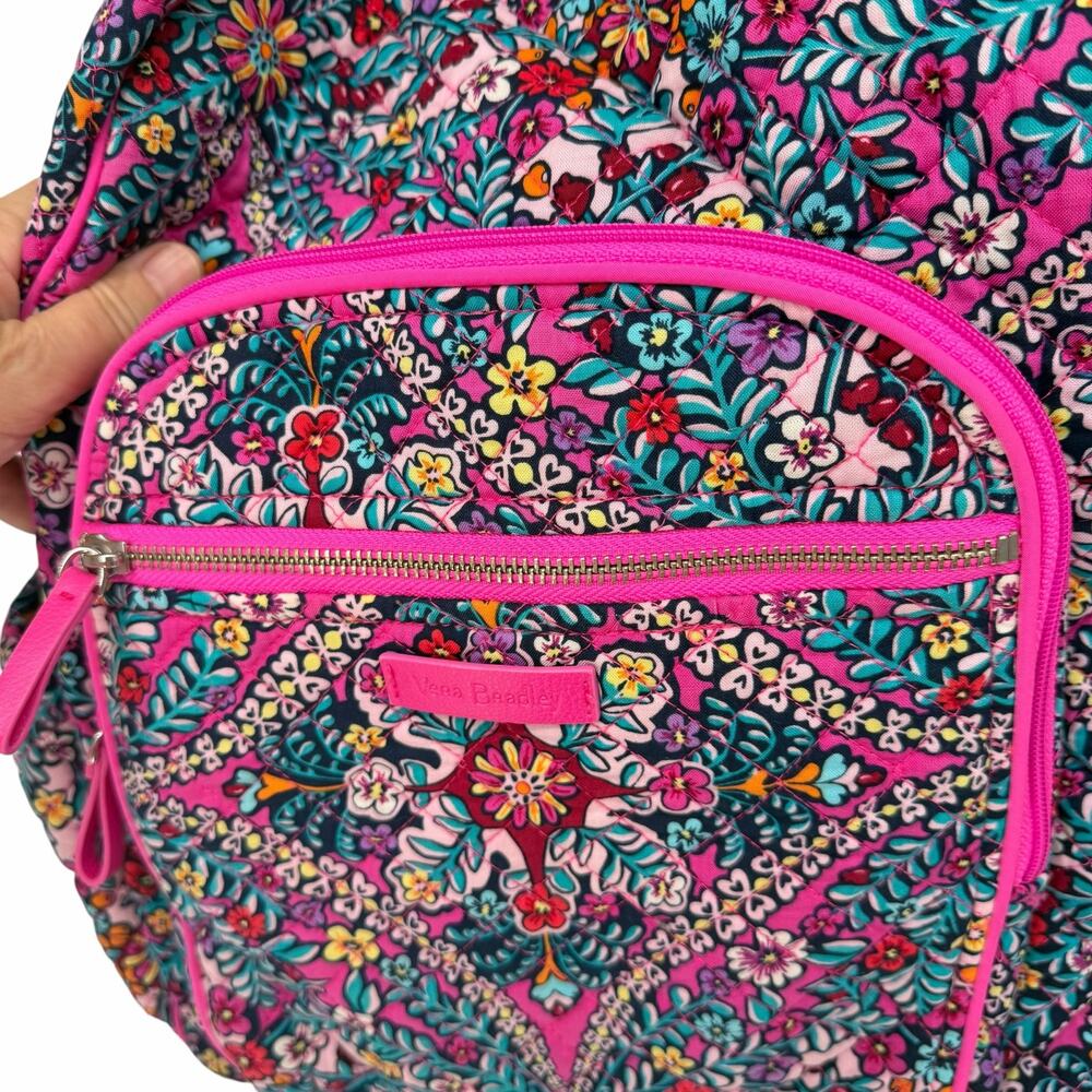 Vera Bradley Pink Floral Pink Travel Backpack Carry On Luggage Bag Large - Picture 7 of 10